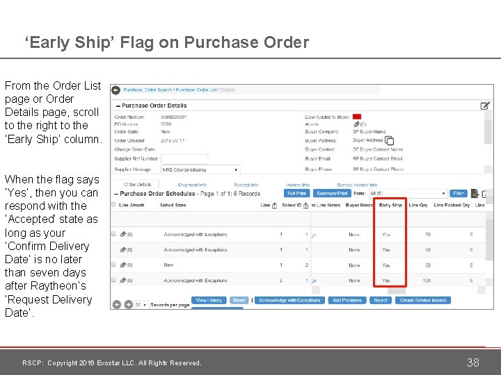 ‘Early Ship’ Flag on Purchase Order From the Order List page or Order Details