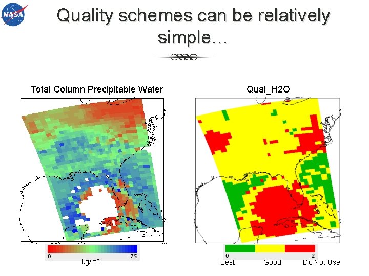 Quality schemes can be relatively simple… Total Column Precipitable Water kg/m 2 Qual_H 2