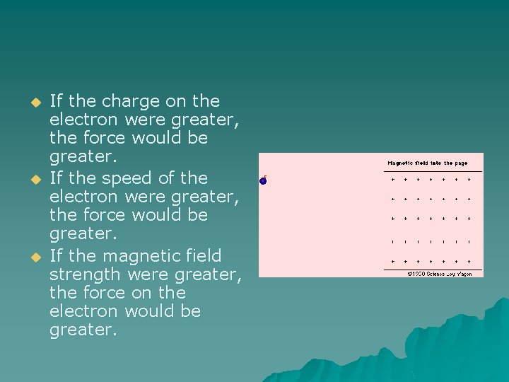 u u u If the charge on the electron were greater, the force would