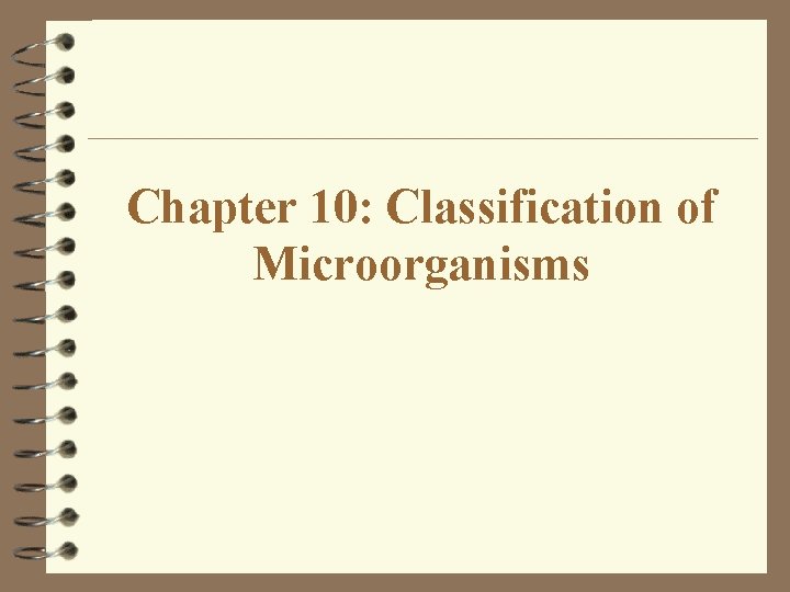 Chapter 10: Classification of Microorganisms 