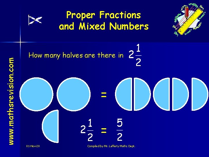 www. mathsrevision. com Proper Fractions and Mixed Numbers How many halves are there in