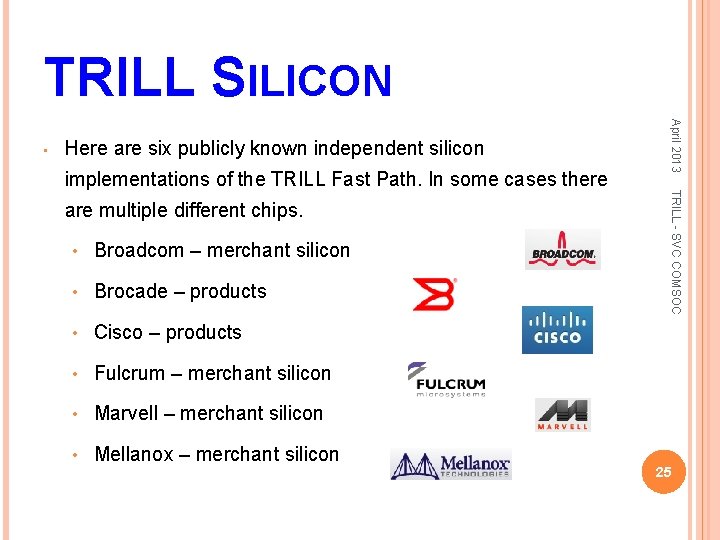 TRILL SILICON Here are six publicly known independent silicon are multiple different chips. •