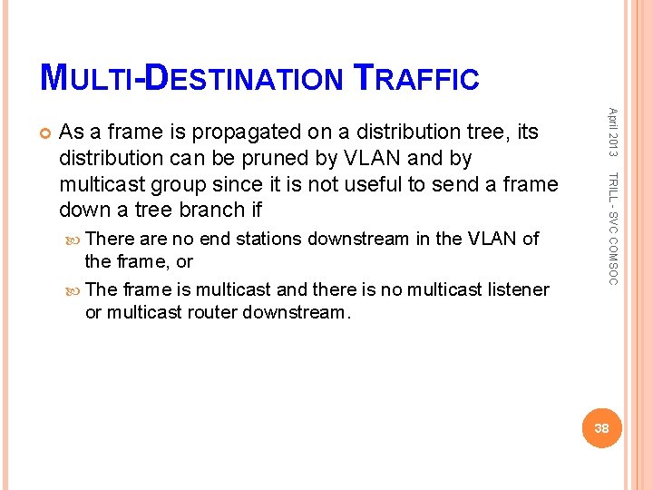 MULTI-DESTINATION TRAFFIC There are no end stations downstream in the VLAN of the frame,