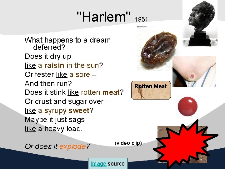 "Harlem" 1951 What happens to a dream deferred? Does it dry up like a