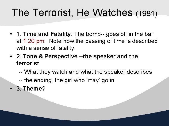 The Terrorist, He Watches (1981) • 1. Time and Fatality: The bomb-- goes off