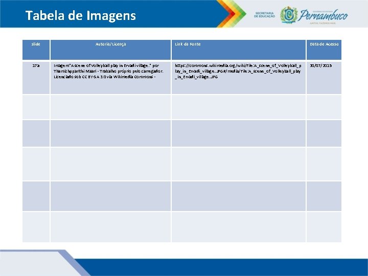 Tabela de Imagens slide 17 a Autoria/Licença Imagem"A scene of Volleyball play in Ervadi Tabela de Imagens slide 17 a Autoria/Licença Imagem"A scene of Volleyball play in Ervadi
