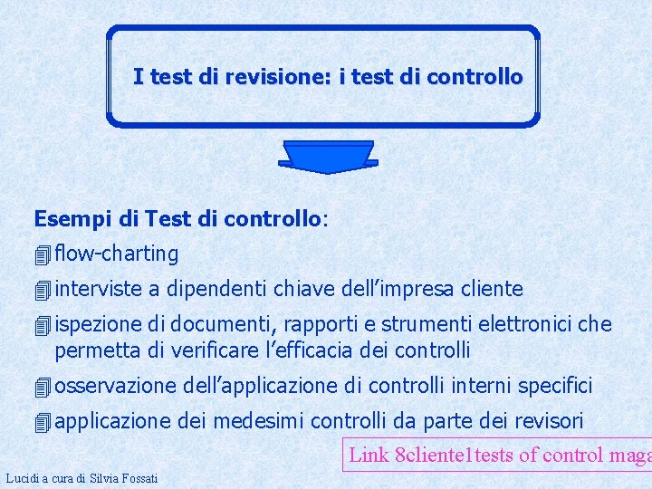 I test di revisione: i test di controllo Esempi di Test di controllo: 4