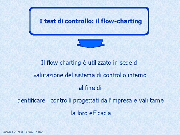 I test di controllo: il flow-charting Il flow charting è utilizzato in sede di