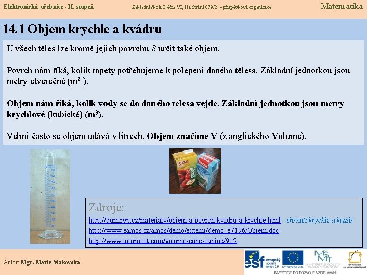 Elektronická učebnice - II. stupeň Základní škola Děčín VI, Na Stráni 879/2 – příspěvková