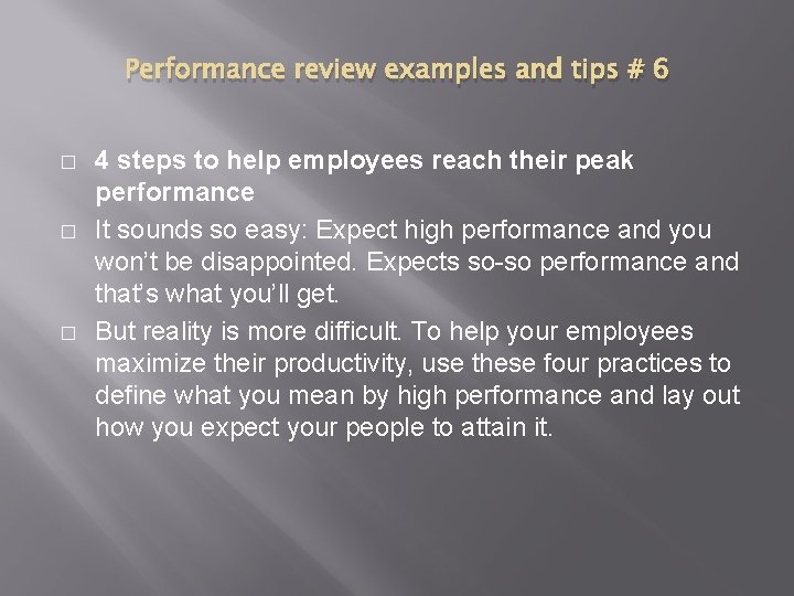 Performance review examples and tips # 6 � � � 4 steps to help