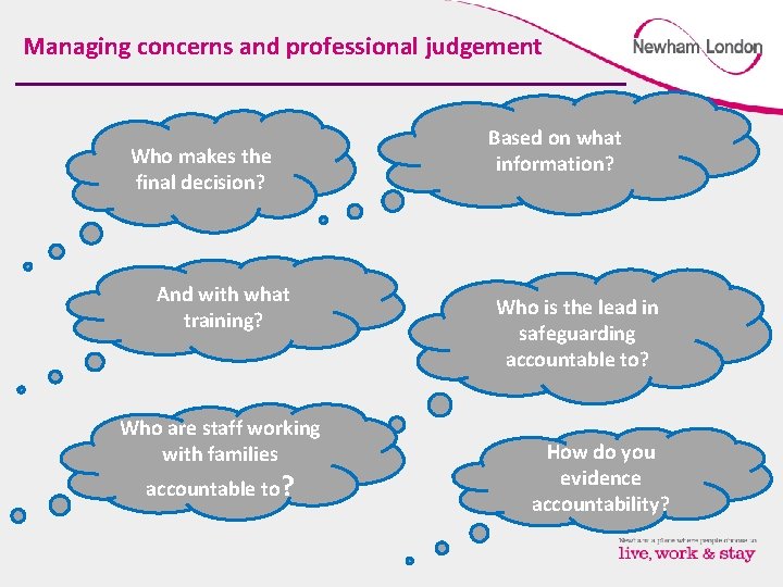 Managing concerns and professional judgement Who makes the final decision? And with what training?