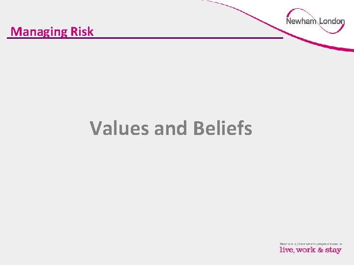 Managing Risk Values and Beliefs 