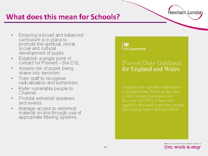 What does this mean for Schools? • • Ensuring a broad and balanced curriculum