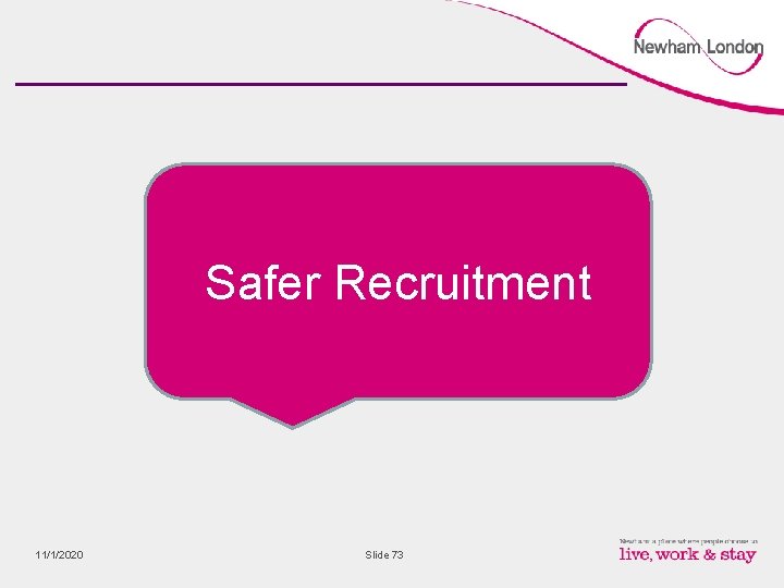 Safer Recruitment 11/1/2020 Slide 73 