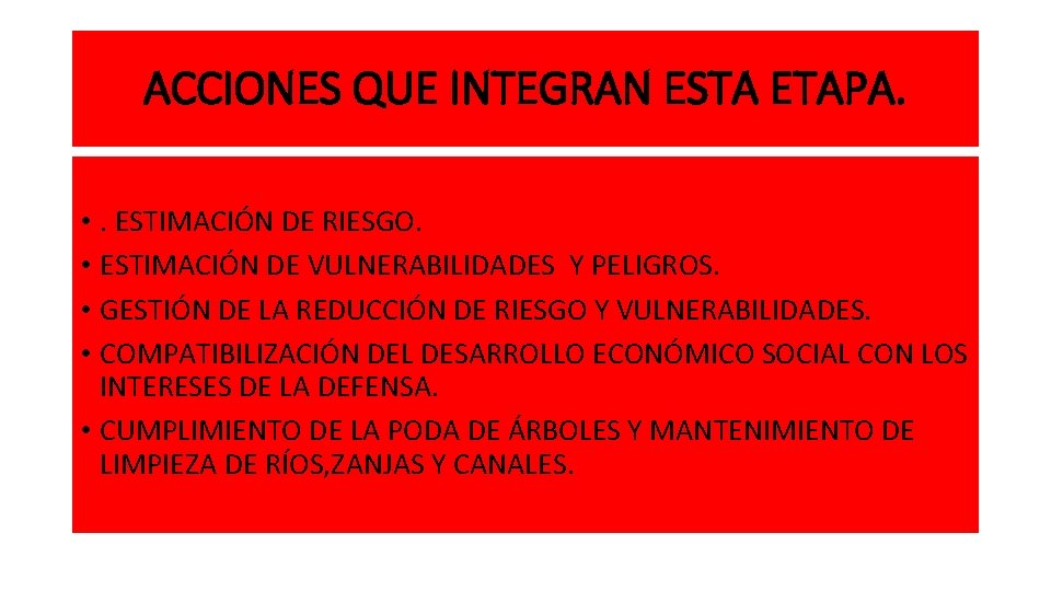 ACCIONES QUE INTEGRAN ESTA ETAPA. • . ESTIMACIÓN DE RIESGO. • ESTIMACIÓN DE VULNERABILIDADES