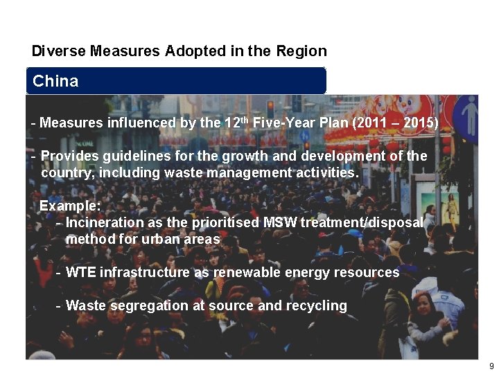 Diverse Measures Adopted in the Region China - Measures influenced by the 12 th