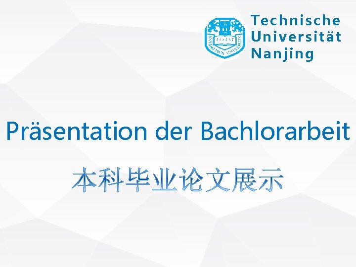 Technische Universität Nanjing Präsentation der Bachlorarbeit 