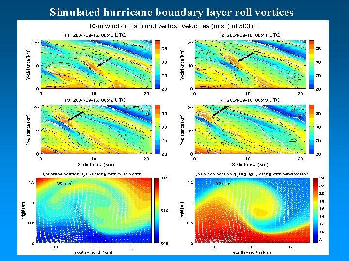Simulated hurricane boundary layer roll vortices 