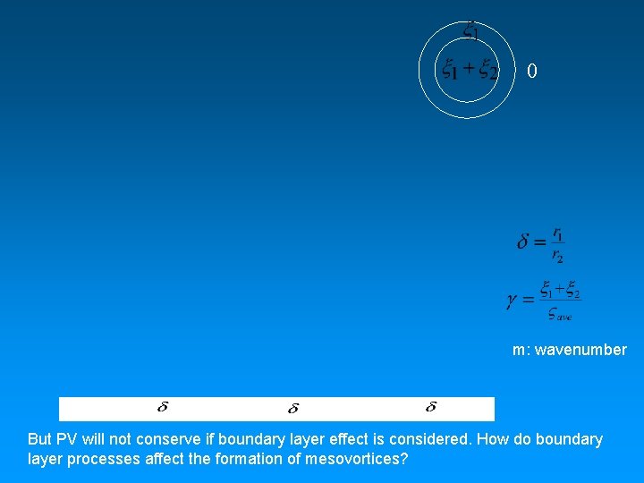 0 m: wavenumber But PV will not conserve if boundary layer effect is considered.