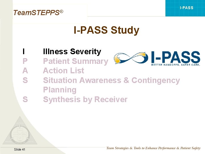 I-PASS Team. STEPPS® I-PASS Study I P A S S Mod 1 05. 2