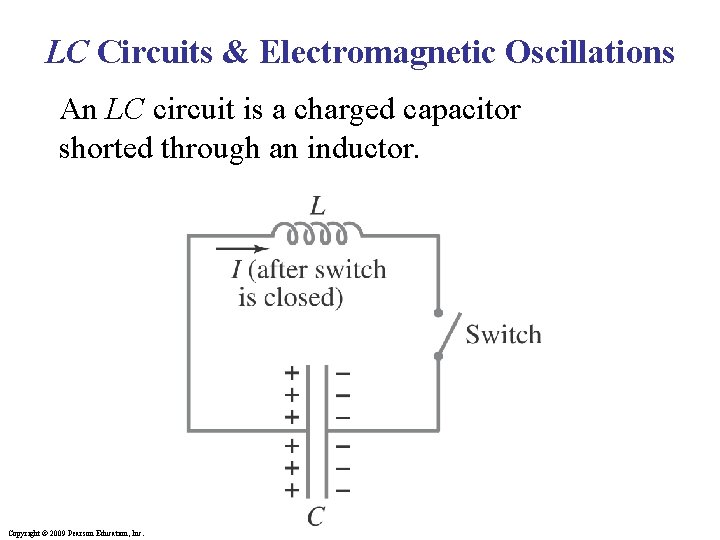 LC Circuits & Electromagnetic Oscillations An LC circuit is a charged capacitor shorted through