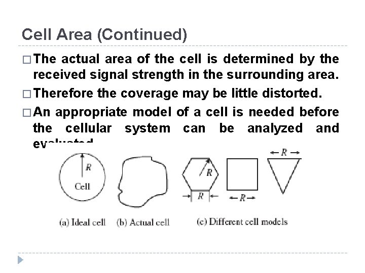 Cell Area (Continued) � The actual area of the cell is determined by the