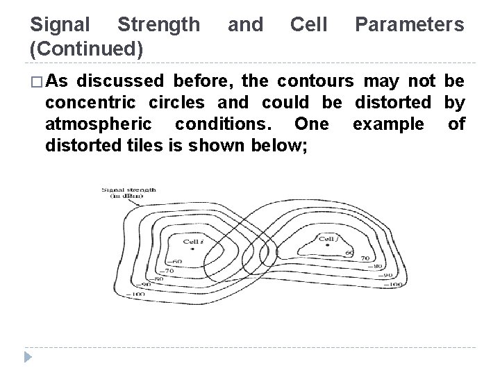 Signal Strength (Continued) � As and Cell Parameters discussed before, the contours may not
