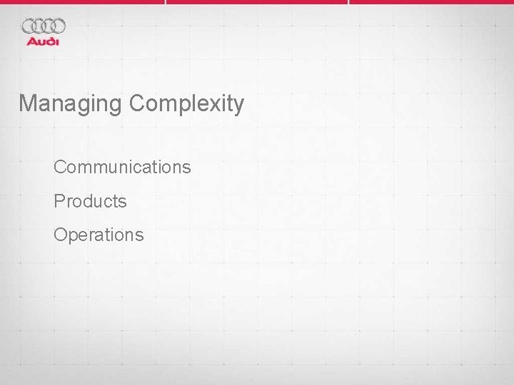 Managing Complexity Communications Products Operations 