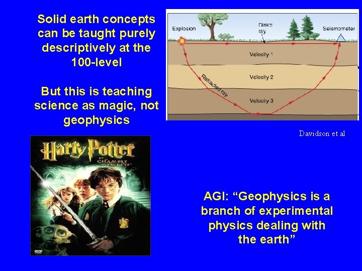 Solid earth concepts can be taught purely descriptively at the 100 -level But this