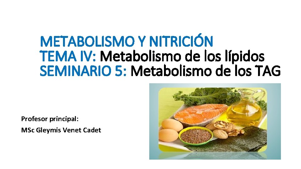 METABOLISMO Y NITRICIÓN TEMA IV: Metabolismo de los lípidos SEMINARIO 5: Metabolismo de los