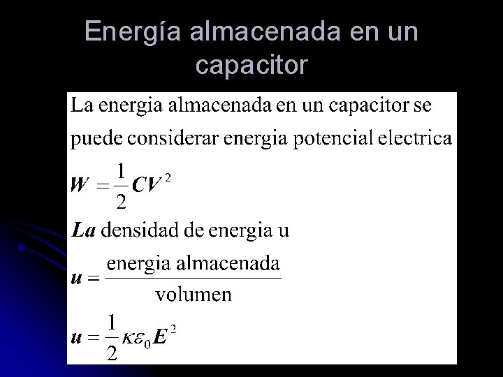 Energía almacenada en un capacitor 