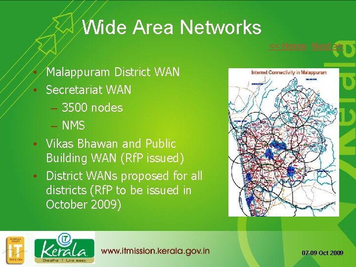 Wide Area Networks << Home Next >> • Malappuram District WAN • Secretariat WAN
