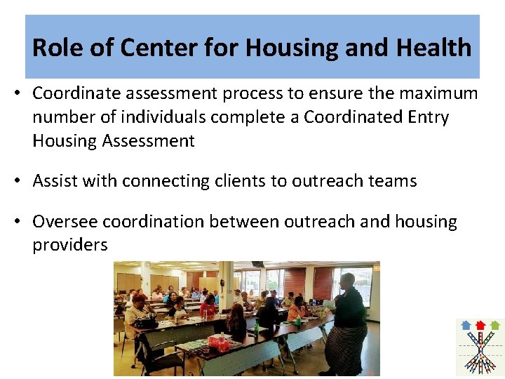 Role of Center for Housing and Health • Coordinate assessment process to ensure the