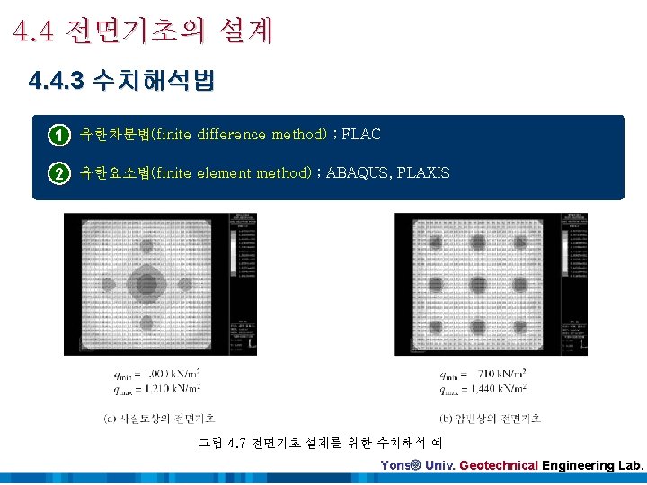 4. 4 전면기초의 설계 4. 4. 3 수치해석법 1 유한차분법(finite difference method) ; FLAC