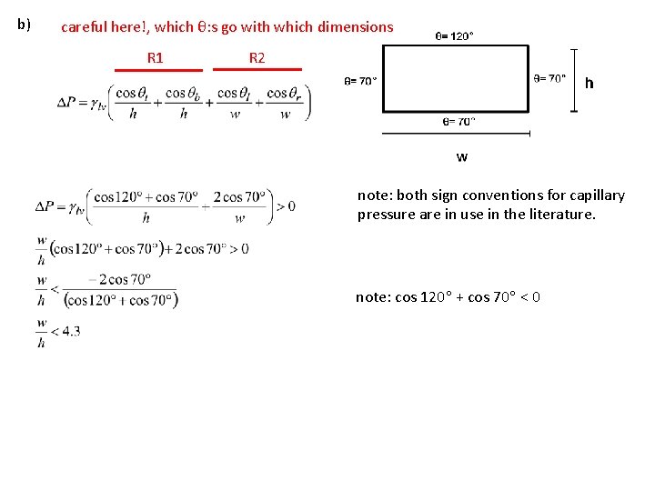 b) careful here!, which θ: s go with which dimensions R 1 R 2
