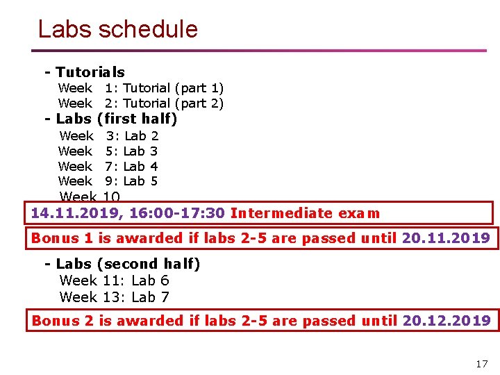 Labs schedule - Tutorials Week 1: Tutorial (part 1) 2: Tutorial (part 2) -
