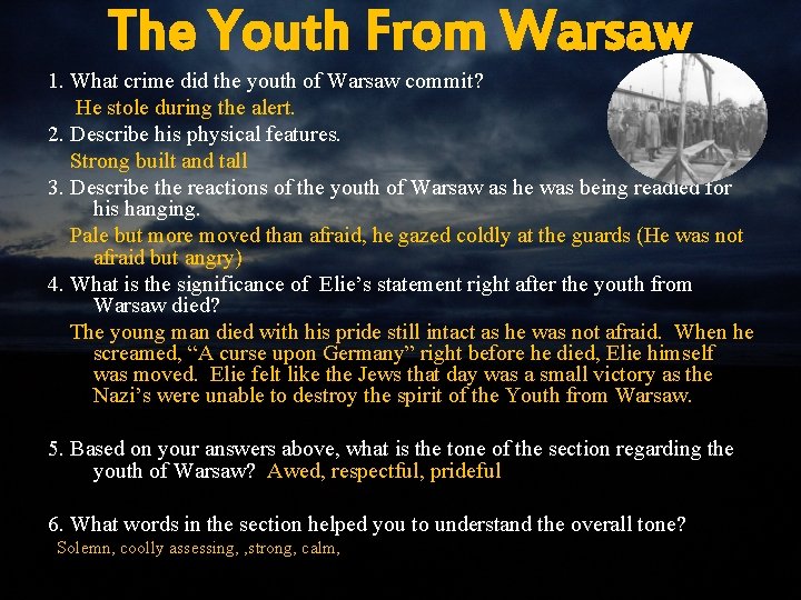 The Youth From Warsaw 1. What crime did the youth of Warsaw commit? He
