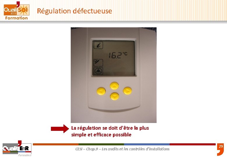Régulation défectueuse La régulation se doit d’être la plus simple et efficace possible CESI