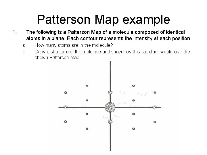 Patterson Map example 1. The following is a Patterson Map of a molecule composed
