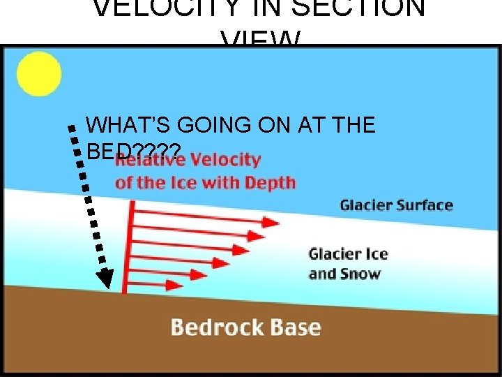 VELOCITY IN SECTION VIEW WHAT’S GOING ON AT THE BED? ? 
