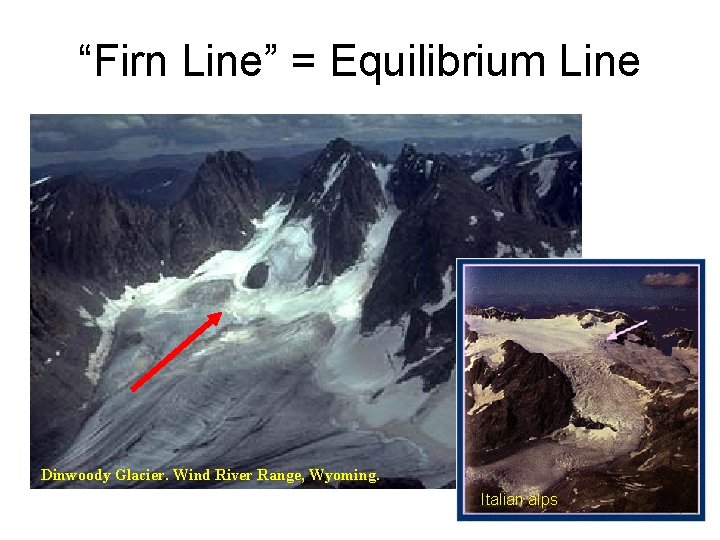 “Firn Line” = Equilibrium Line Dinwoody Glacier. Wind River Range, Wyoming. Italian alps 