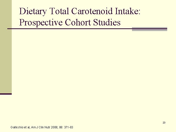 Dietary Total Carotenoid Intake: Prospective Cohort Studies 23 Gallicchio et al, Am J Clin