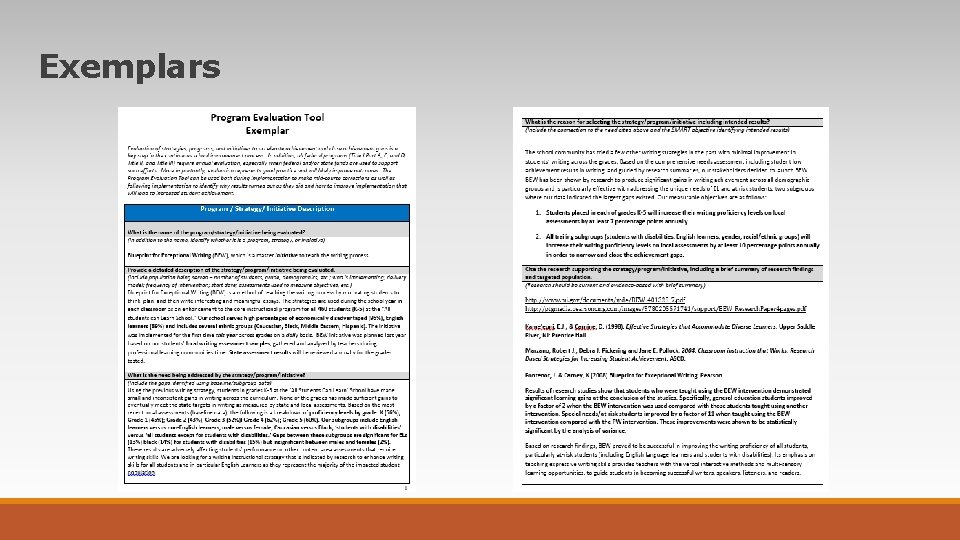 Exemplars Exemplars