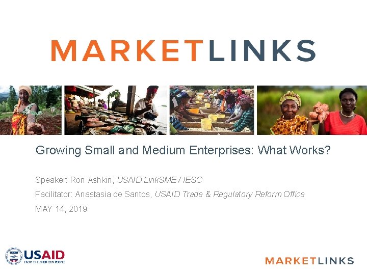 Growing Small and Medium Enterprises: What Works? Speaker: Ron Ashkin, USAID Link. SME /