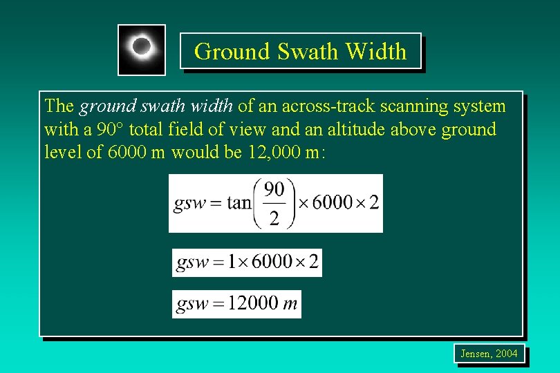 Ground Swath Width The ground swath width of an across-track scanning system with a