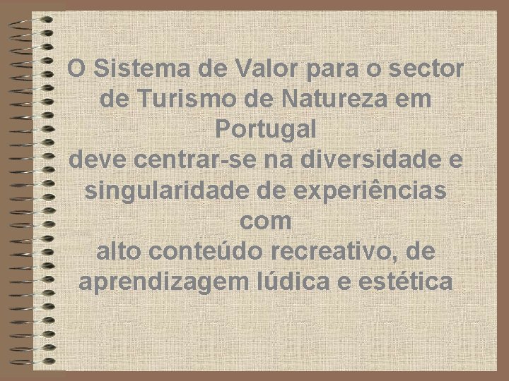 O Sistema de Valor para o sector de Turismo de Natureza em Portugal deve