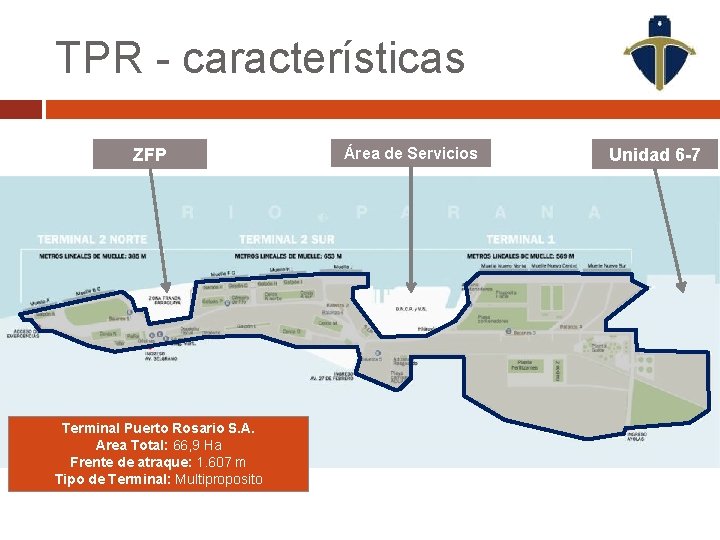 TPR - características San Lorenzo ZFP Terminal Puerto Rosario S. A. Area Total: 66,