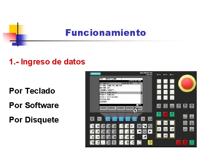Funcionamiento 1. - Ingreso de datos Por Teclado Por Software Por Disquete Funcionamiento 1. - Ingreso de datos Por Teclado Por Software Por Disquete