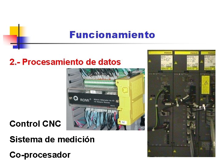 Funcionamiento 2. - Procesamiento de datos Control CNC Sistema de medición Co-procesador Funcionamiento 2. - Procesamiento de datos Control CNC Sistema de medición Co-procesador