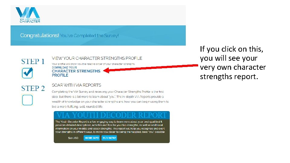 If you click on this, you will see your very own character strengths report.